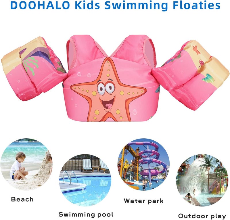 DOOHALO Kids Swim Floats for 28-70 Pounds Kid Arm Shoulder Float Vest Fit for 2-8 Years Older Boys Girls Toddler Baby Children - Image 3